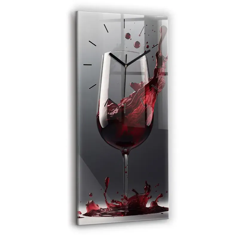 Preț redus Ceas de sticlă pe perete vertical Un pahar de vin roșu