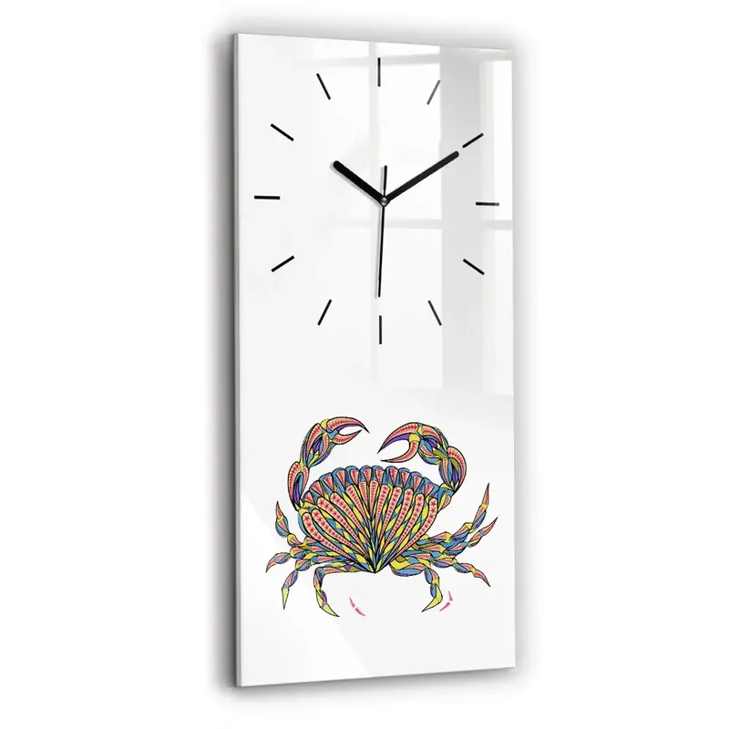 Ceas de sticlă pe perete vertical Crab etnic Noutate