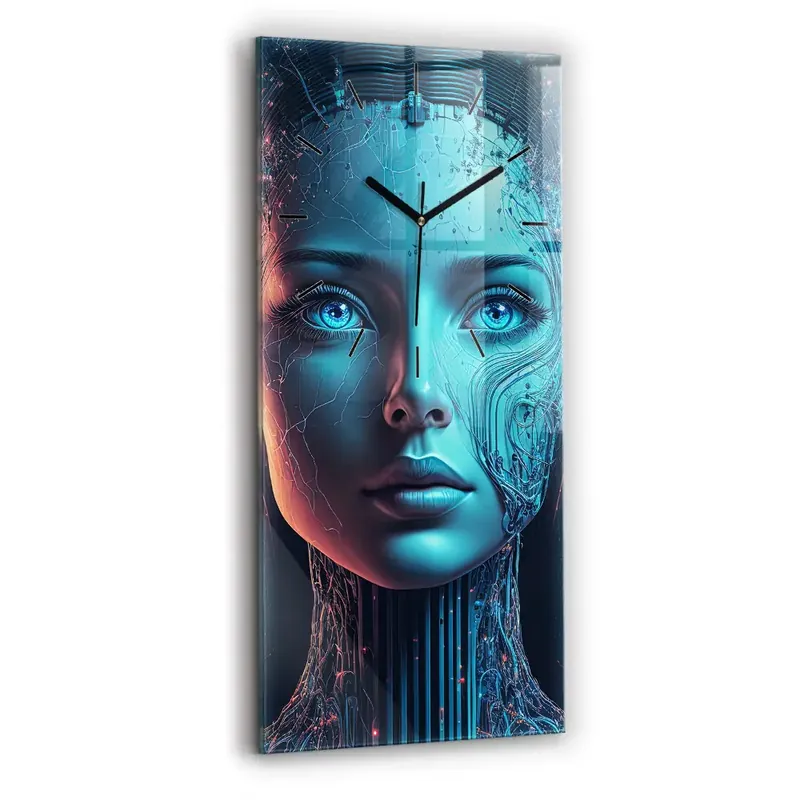 Livrare rapidă Ceas vertical de perete din sticlă Inteligenţă artificială
