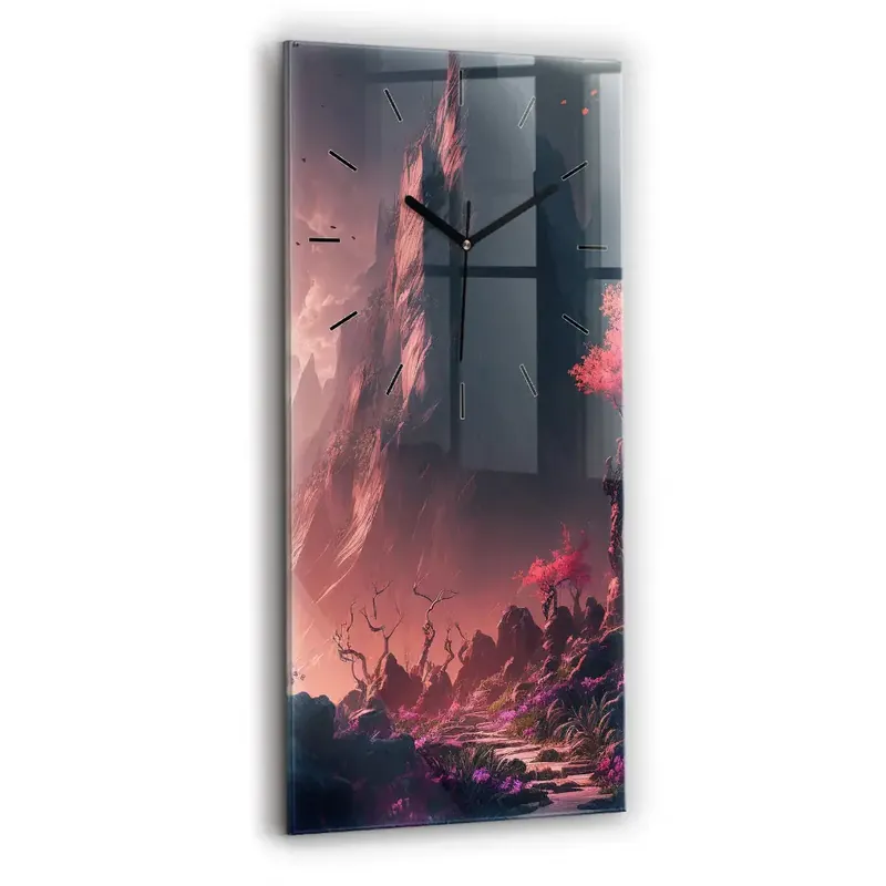 Bestseller Ceas de sticlă pe perete vertical Pădure și munți magici