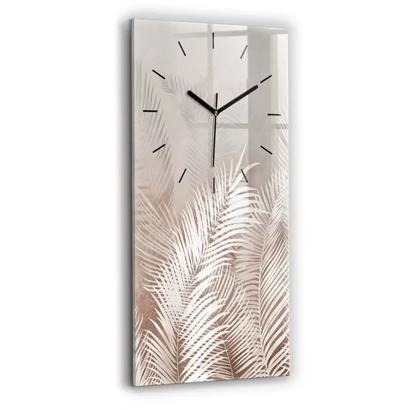 Ceas vertical de perete din sticlă Frunze tropicale boho Cel mai vândut