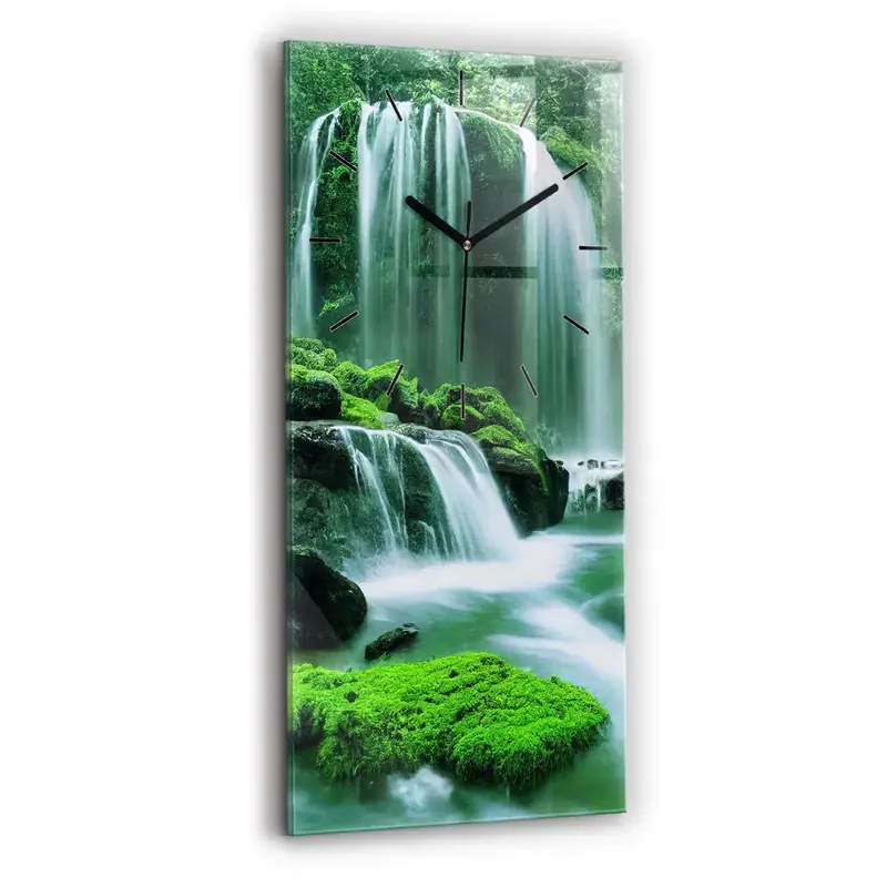 Ceas din sticlă dreptunghiular vertical Cascada printre mușchi Ieftin