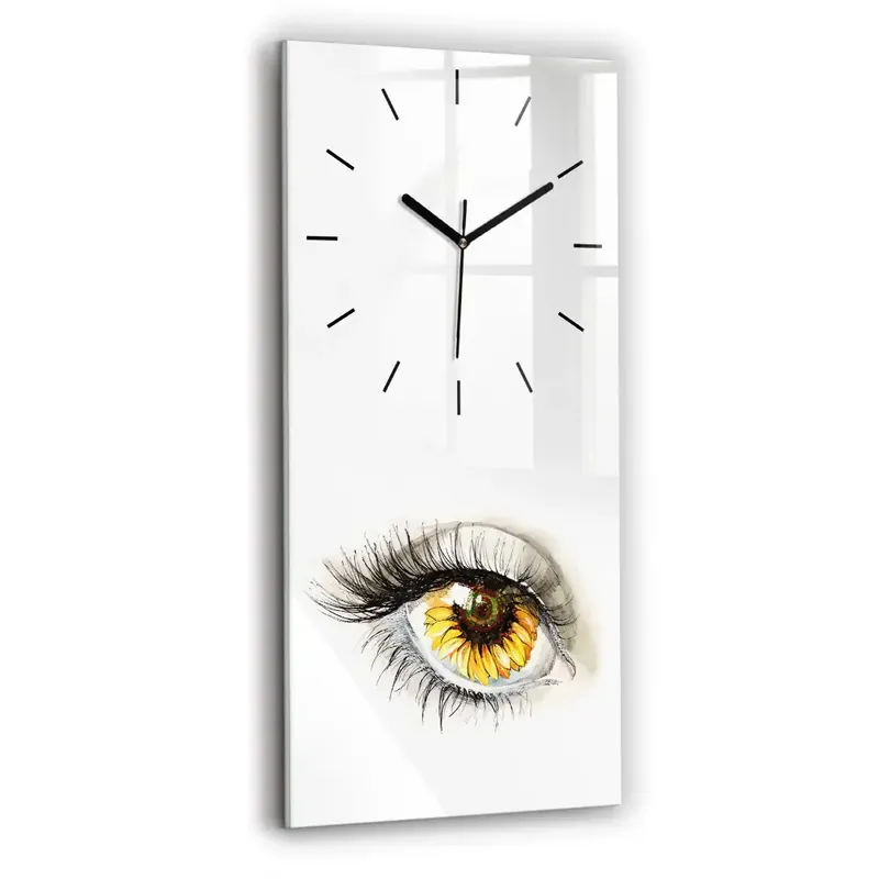 Promoție Ceas din sticlă dreptunghiular vertical Floarea soarelui în ochi