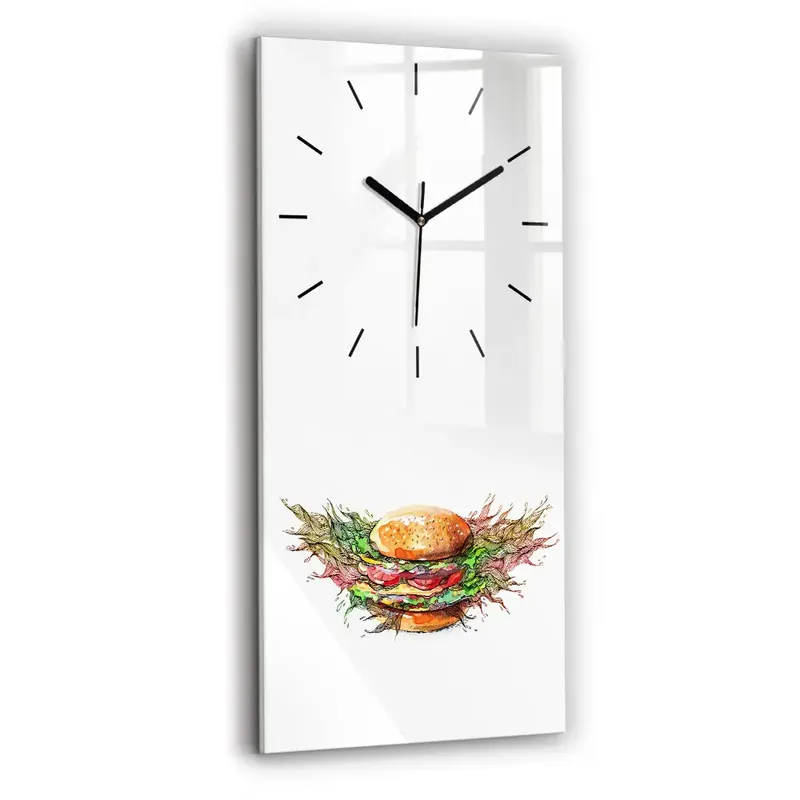 Ofertă limitată Ceas de sticlă pe perete vertical Burger cu brânză XXL