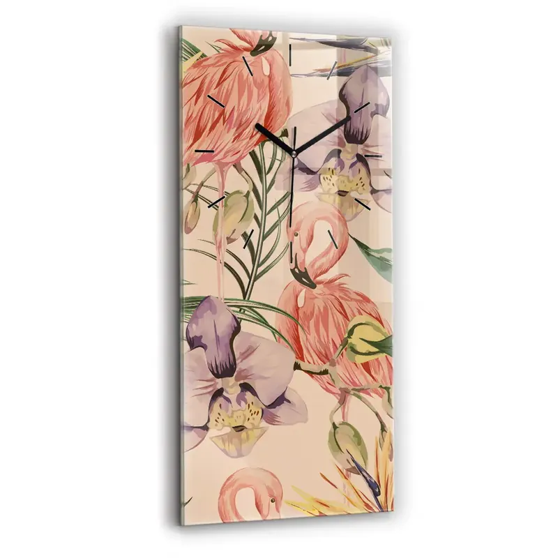 Ceas din sticlă dreptunghiular vertical Frunze de palmier tropical Disponibil imediat