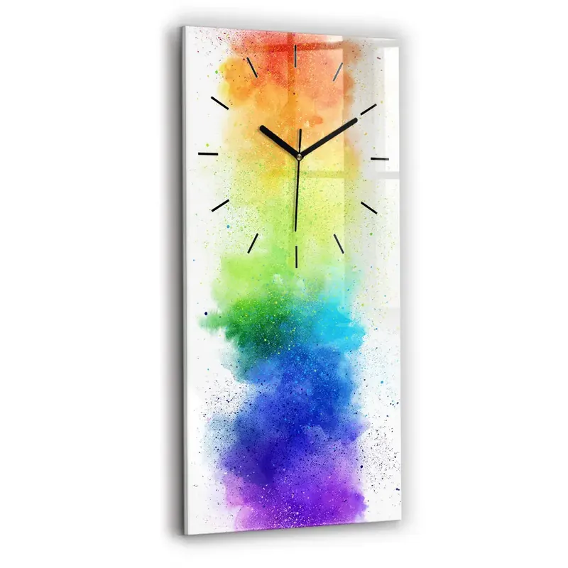 Reducere specială Ceas din sticlă dreptunghiular vertical Curcubeu abstract