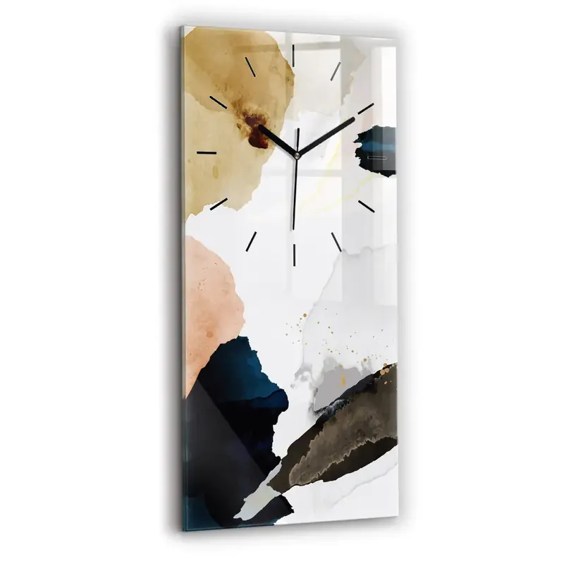 Ceas de sticlă pe perete vertical Pete de abstracție Retur ușor