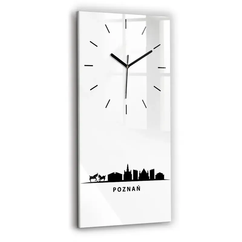 Ceas perete din sticlă dreptunghiular Grafică panoramică Poznań Ofertă