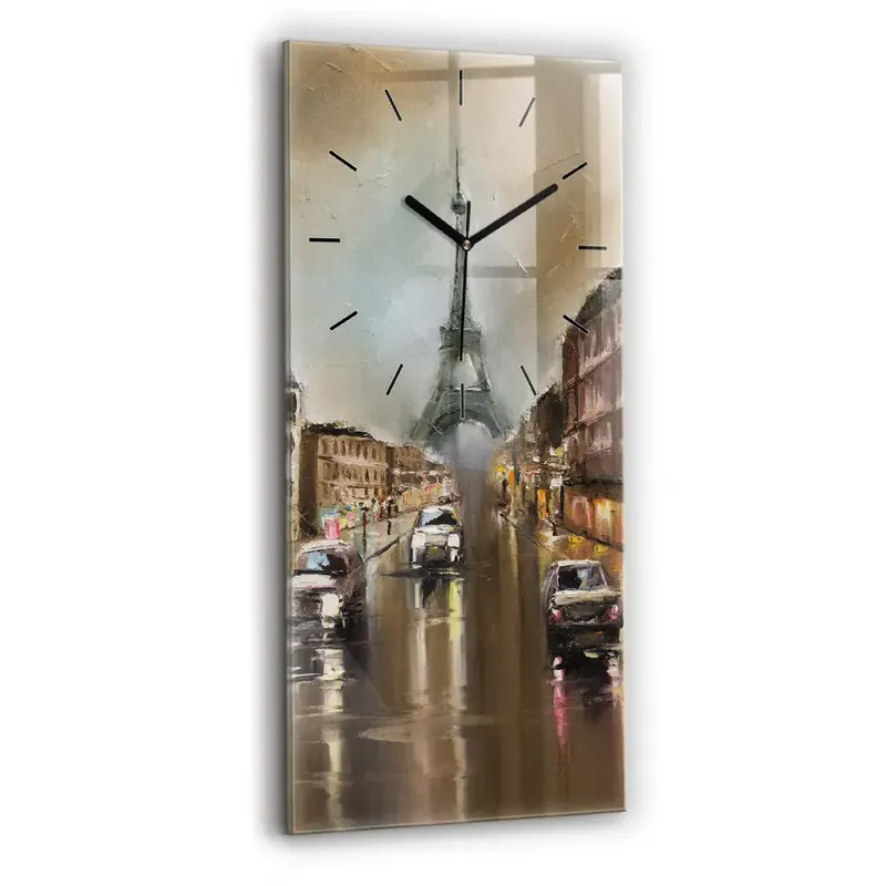 Ceas din sticlă dreptunghiular vertical Arhitectura orașului Paris Ieftin