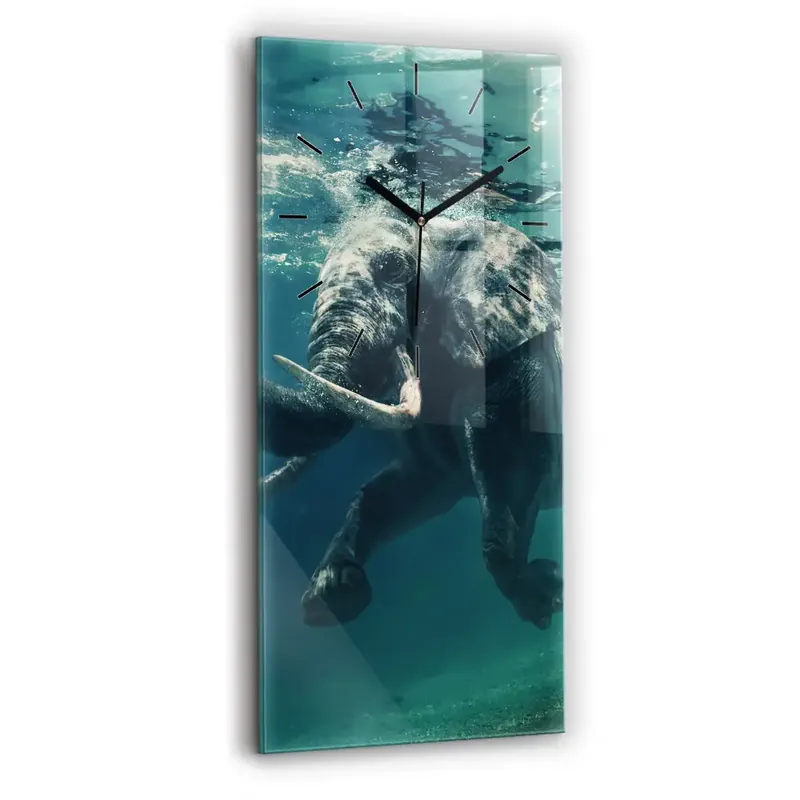 Nu rata Ceas perete din sticlă dreptunghiular Elefantul înotând în ocean