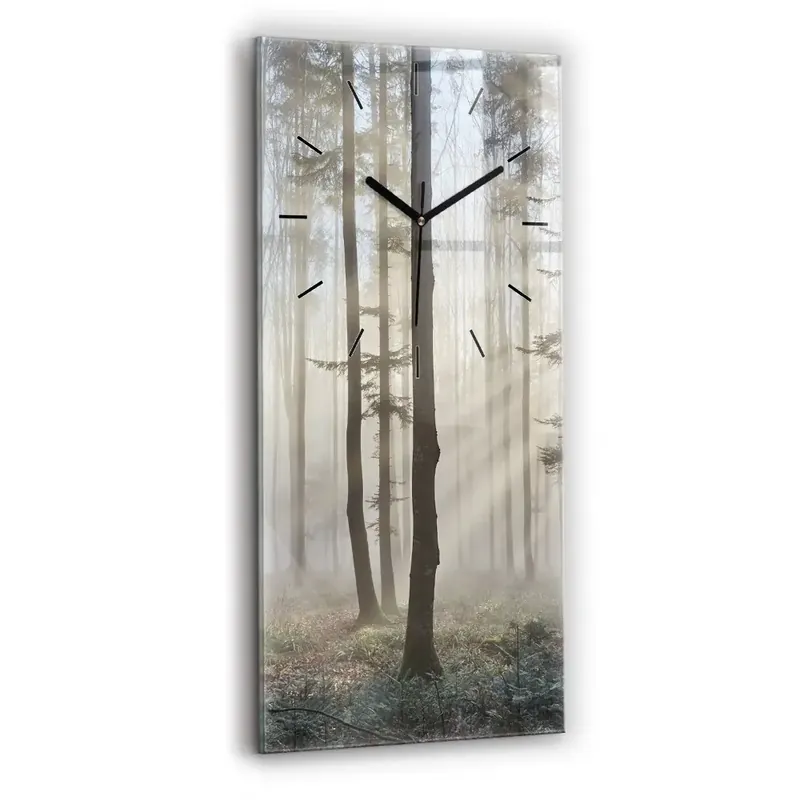 Reducere extra Ceas din sticlă dreptunghiular vertical Pădure în ceață