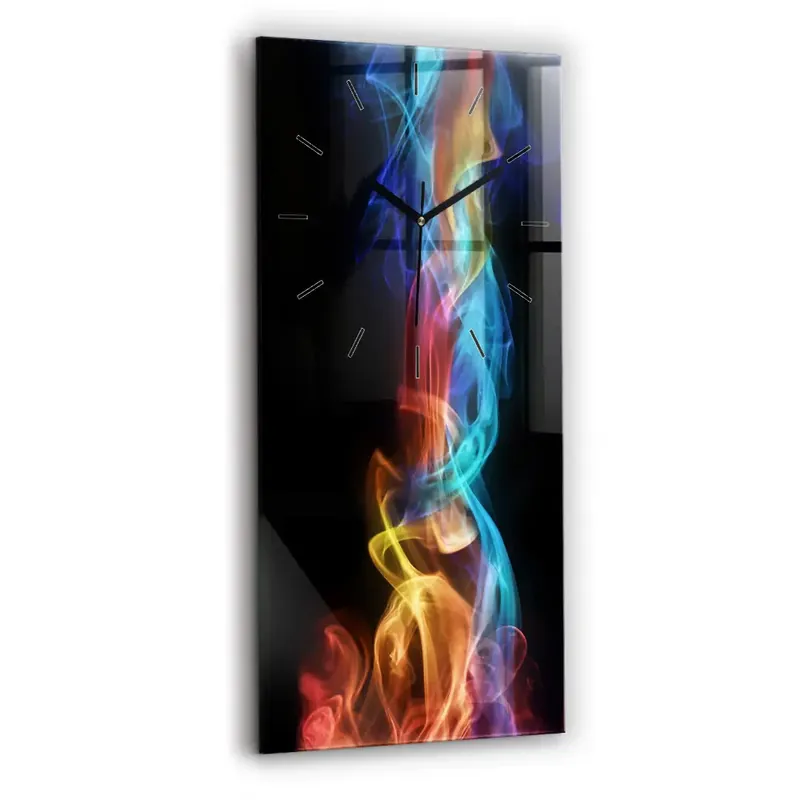 Ceas din sticlă dreptunghiular vertical Linii colorate abstracte Preț redus