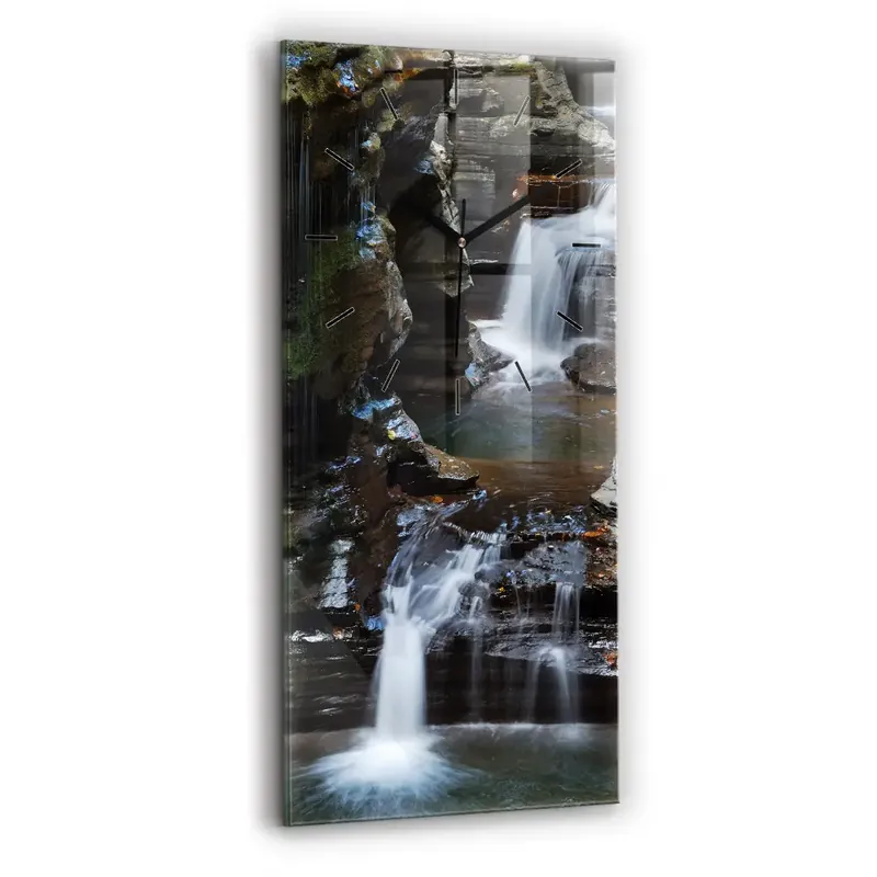 Disponibil imediat Ceas din sticlă dreptunghiular vertical Cascada și stâncile Islandei
