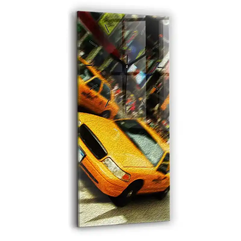 Ceas vertical de perete din sticlă Taxiuri din New York Disponibil imediat