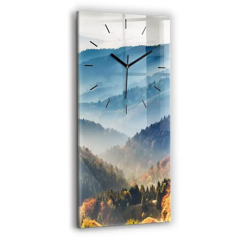 Ceas vertical de perete din sticlă Peisaj montan Premium