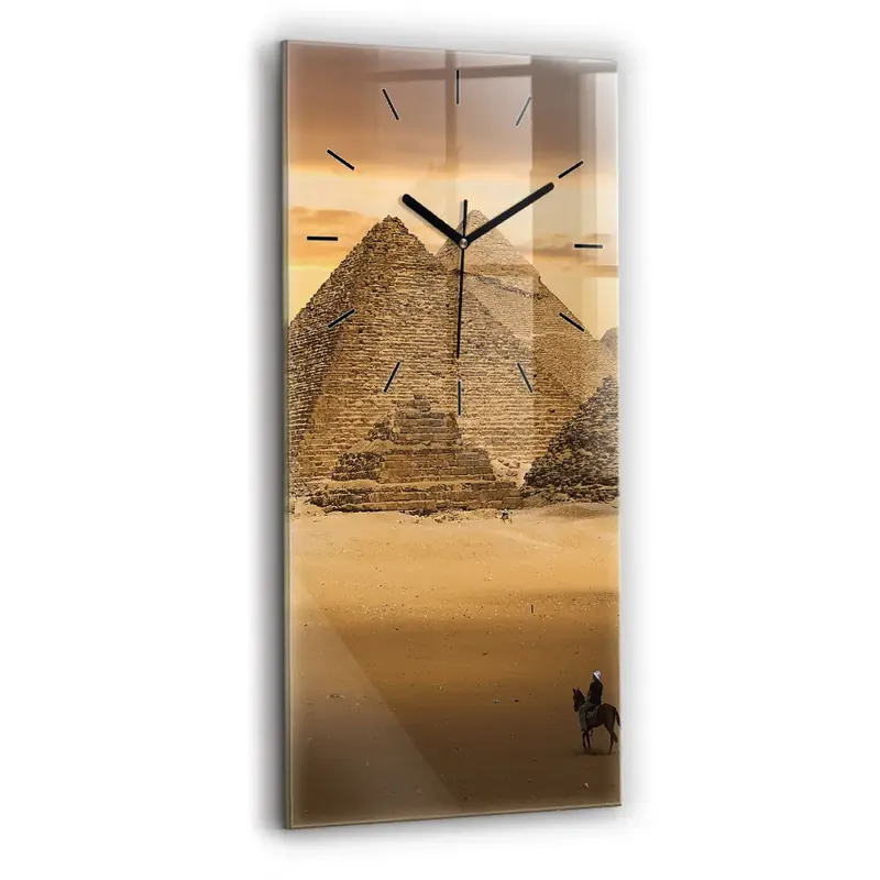 Retur ușor Ceas perete din sticlă dreptunghiular Piramide și apus