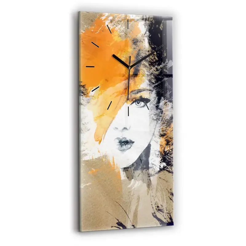Ceas din sticlă dreptunghiular vertical Portret de femeie abstract Comandă acum