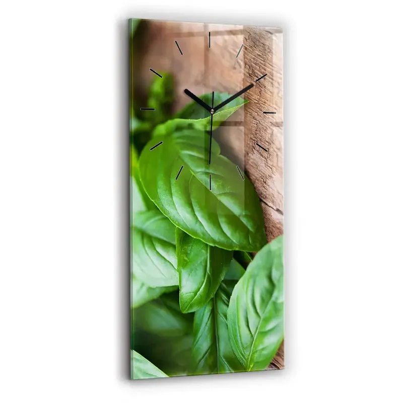 Mai ieftin Ceas vertical de perete din sticlă Frunze de busuioc