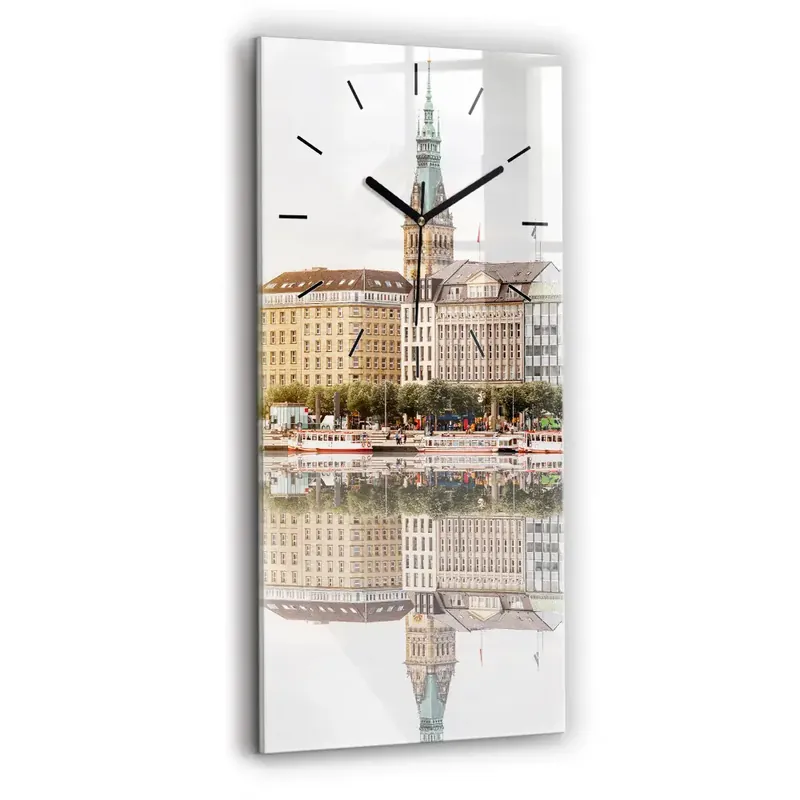 Preț promoțional Ceas din sticlă dreptunghiular vertical Râul Hamburg Germania