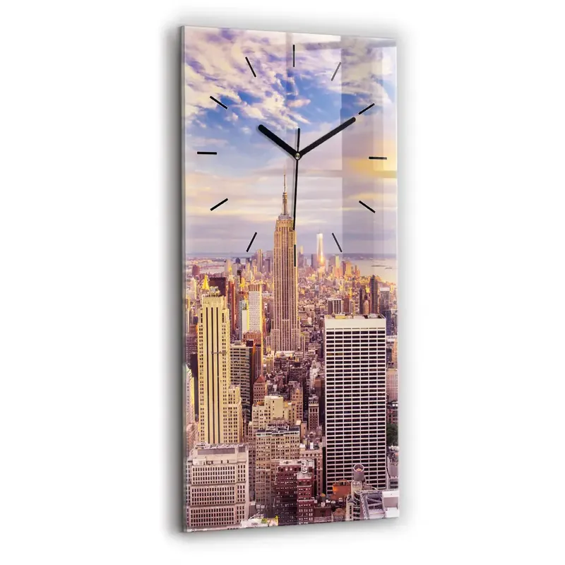 Ceas din sticlă dreptunghiular vertical Apus de soare New York Expediere rapidă