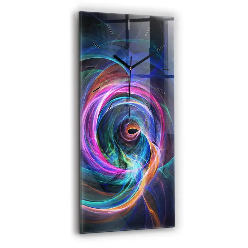 Ceas de sticlă pe perete vertical Fractal colorat Cumpără acum