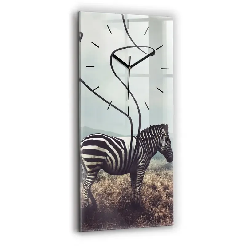 Discount Ceas de sticlă pe perete vertical Zebra – Abstracție
