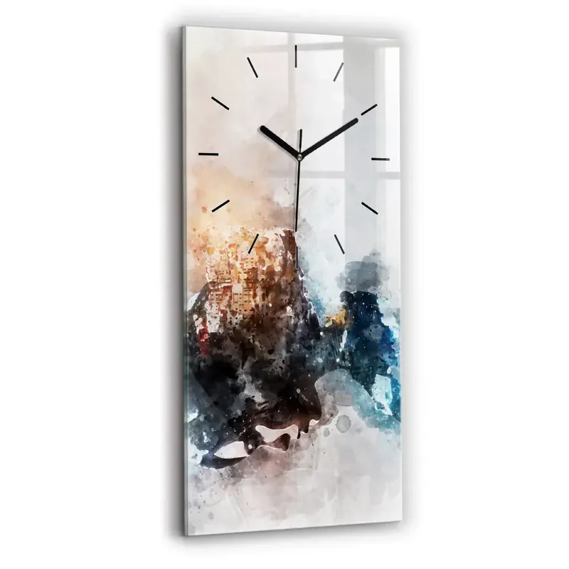 Ceas din sticlă dreptunghiular vertical Fețe abstracte Retur gratuit