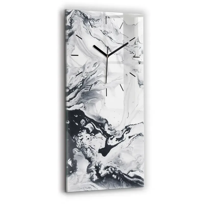 Premium Ceas din sticlă dreptunghiular vertical Marmură cu cerneală abstractă
