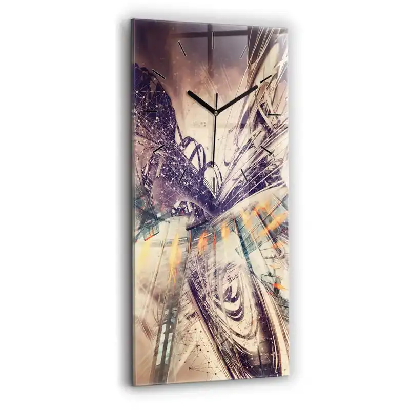 Discount Ceas de sticlă pe perete vertical Mecanism abstract