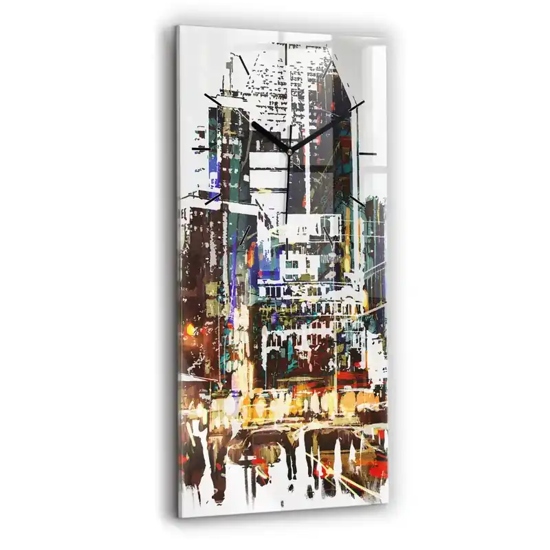 Ceas de sticlă pe perete vertical Orașul New York Livrare rapidă