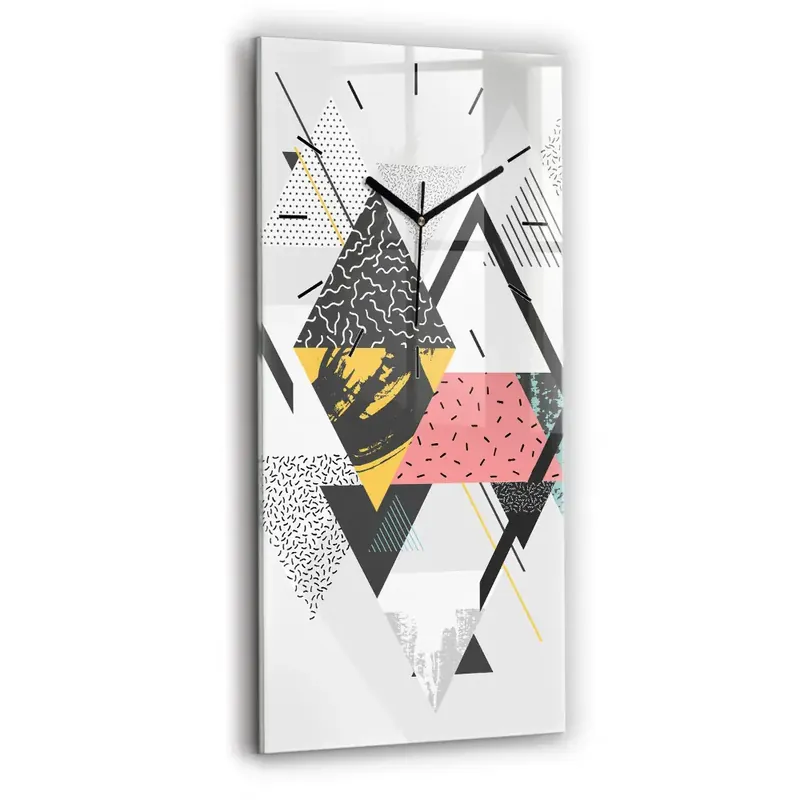 Ceas vertical de perete din sticlă Model geometric Discount