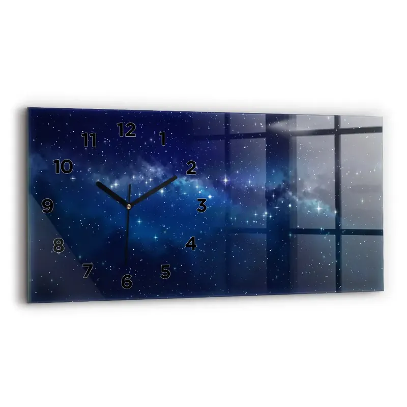 Bestseller Ceas orizontale de perete din sticlă Stele întunecate ale cerului