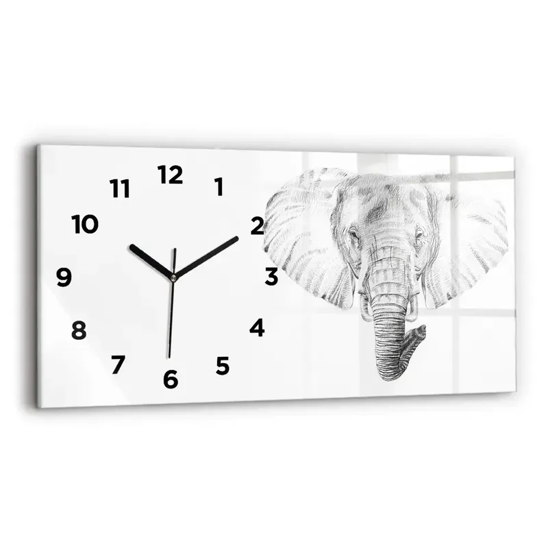 Reducere de preț Ceas perete din sticlă orizontale Cap de elefant vectorial