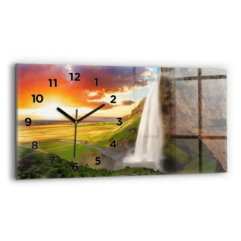 Ofertă de sezon Ceas perete din sticlă orizontale Cascada în Islanda