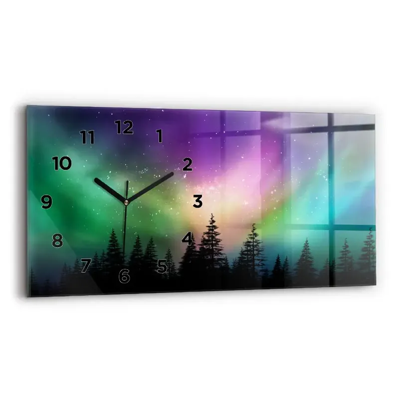 Preț redus Ceas perete din sticlă orizontale Auroră boreală