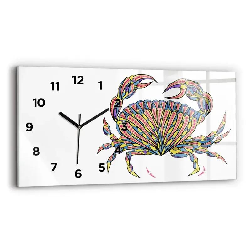 Ceas perete din sticlă orizontale Crab etnic Promoție