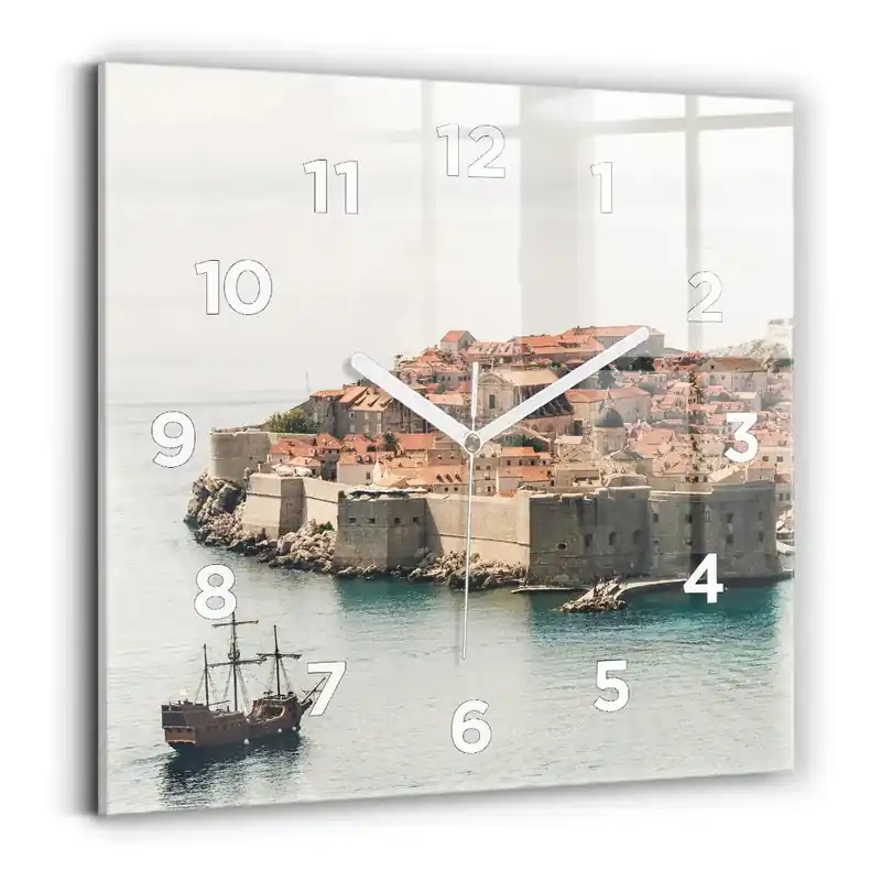 Lichidare de stoc Ceas din sticlă pătrat Nava cu pânze în Dubrovnik