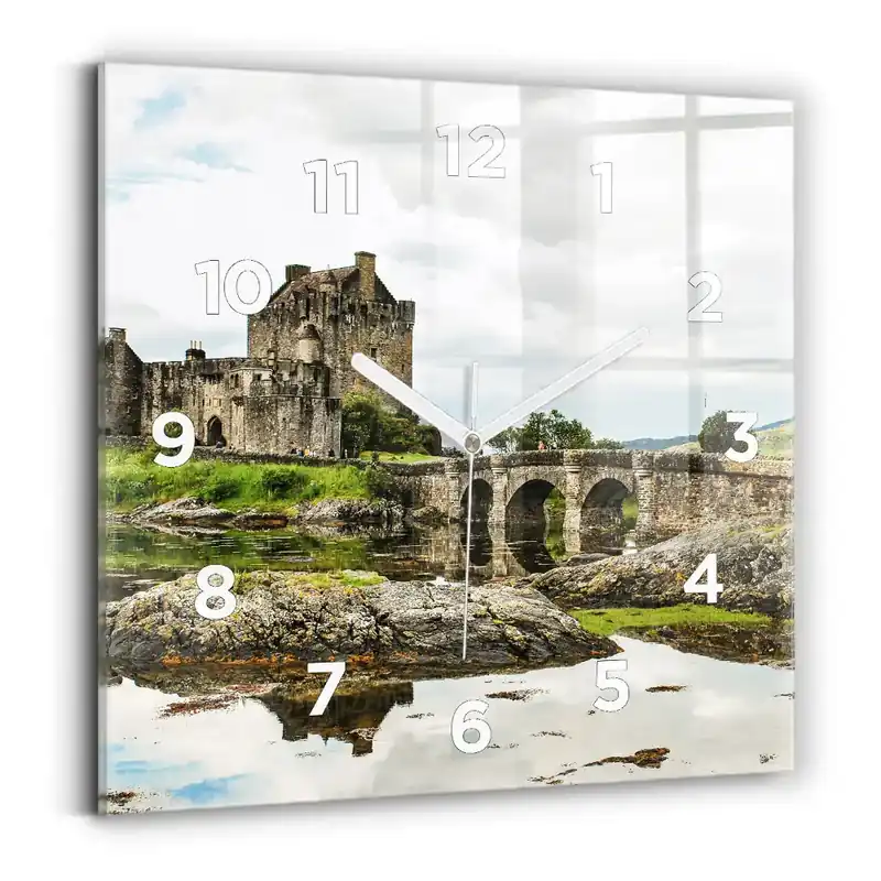 Retur ușor Ceas de sticlă pe perete pătrat Castelul Eilean Donan, Scoția