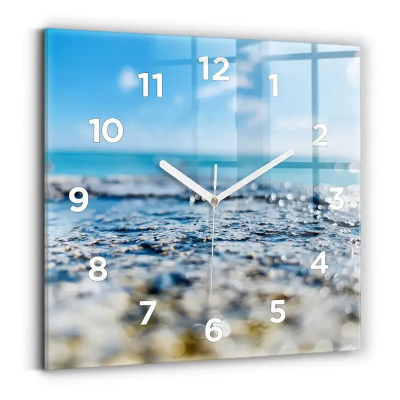 Ceas perete din sticlă pătrat Fotografie cu apă Promoție