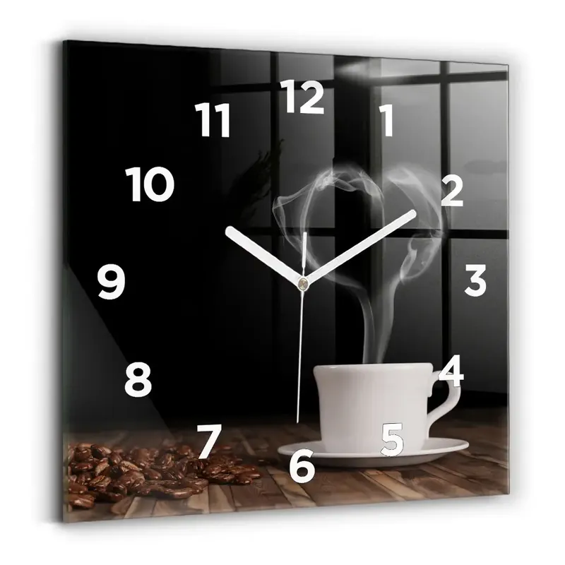 Expediere rapidă Ceas perete din sticlă pătrat O ceașcă de cafea fierbinte