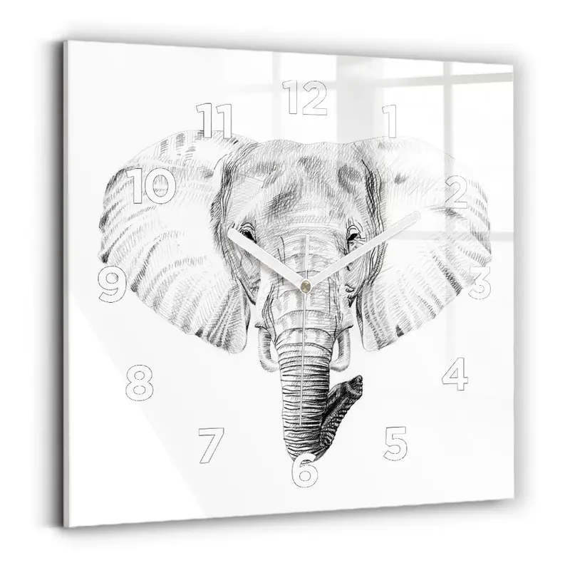 Cumpără acum Ceas din sticlă pătrat Cap de elefant grafic