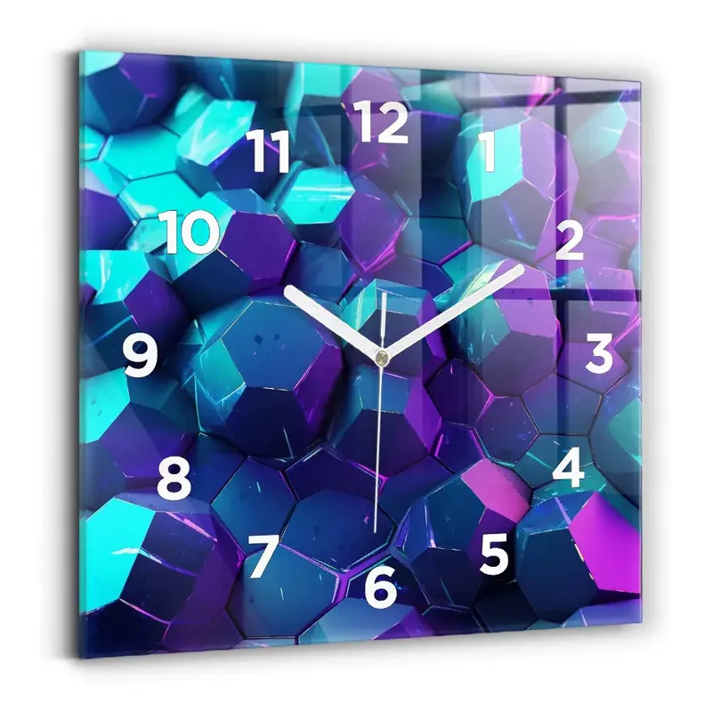 Promoție Ceas perete din sticlă pătrat Figuri geometrice