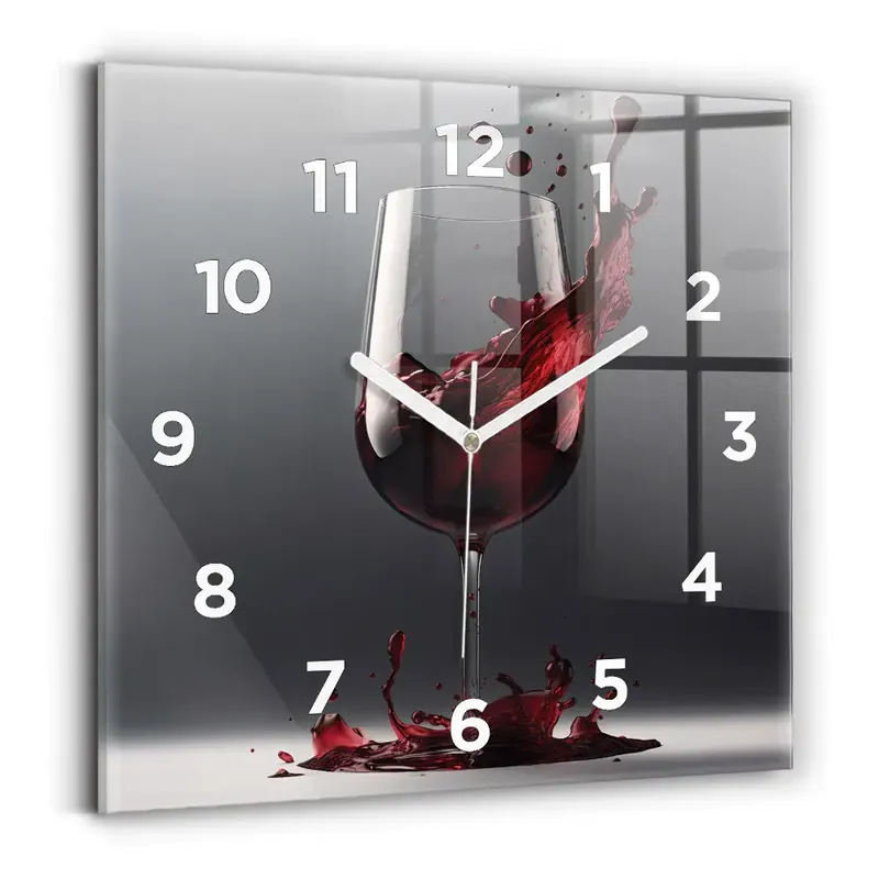 Discount Ceas perete din sticlă pătrat Un pahar de vin roșu