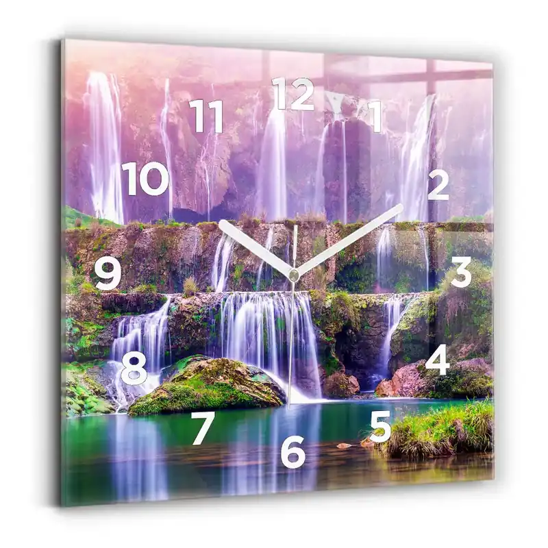 Ceas perete din sticlă pătrat Cascada Jiulong China Livrare rapidă