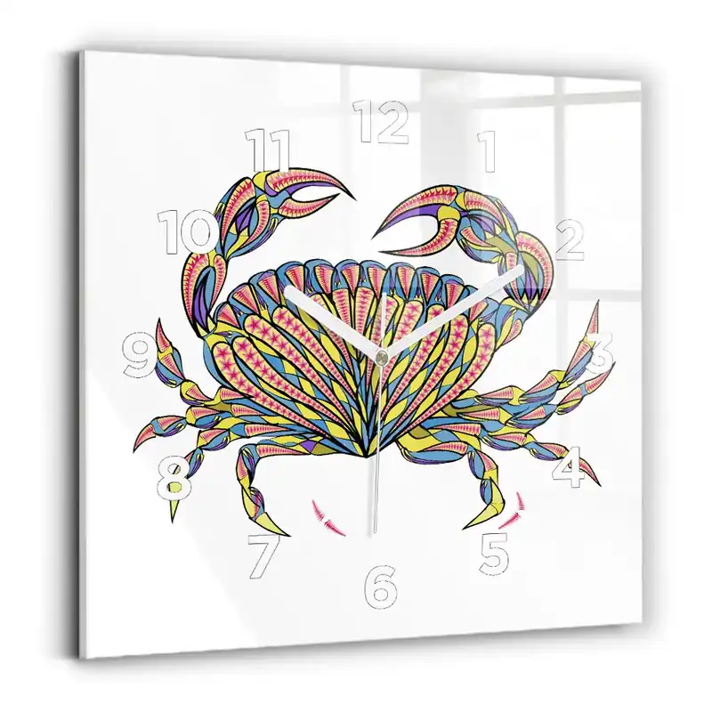 Preț redus Ceas de sticlă pe perete pătrat Crab etnic