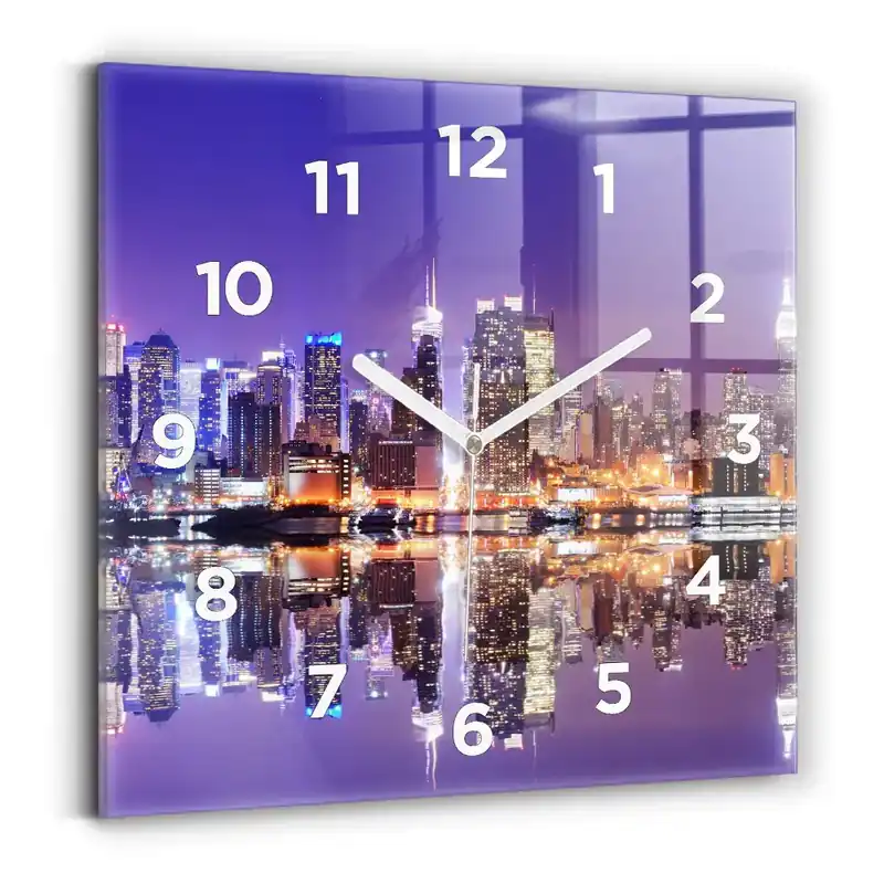 Disponibil imediat Ceas din sticlă pătrat Orașul New York noaptea