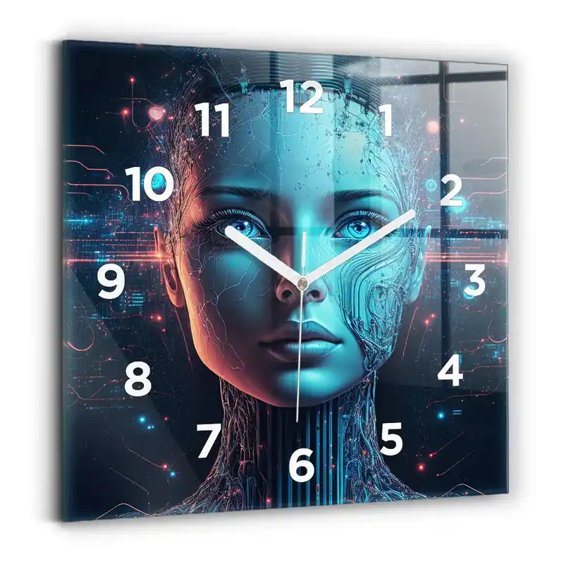 Preț mic Ceas perete din sticlă pătrat Inteligenţă artificială