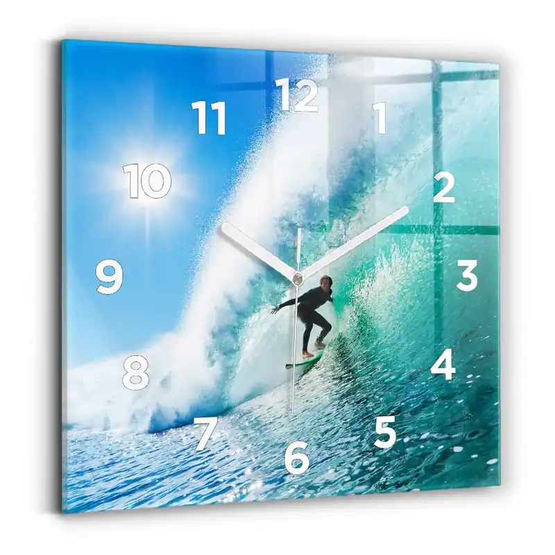 Ofertă specială Ceas perete din sticlă pătrat Surfing în Hawaii