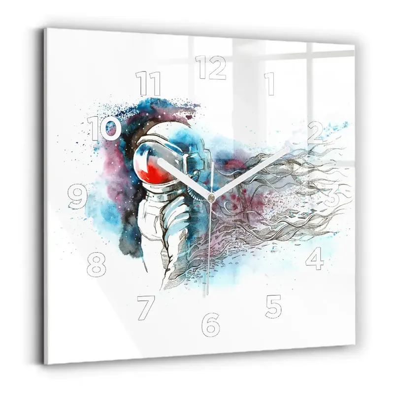 Ceas pătrat de perete din sticlă Abstracția astronauților Bestseller