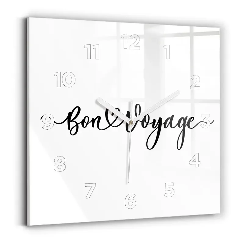 Calitate înaltă Ceas pătrat de perete din sticlă Bon voyage inscripție